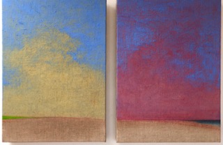 Dungeness painting, diptych, Paddy Hamilton artist